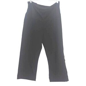 Valia Black Maternity Wide-Leg Cropped Pants L Polyester/Rayon/Spandex